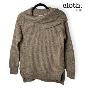 cloth  by RD Oversized Cowl Neck Brown Knit Sweater